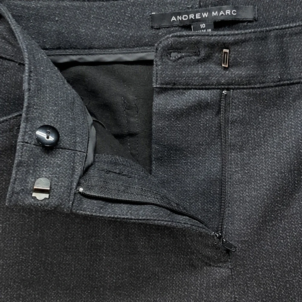 Andrew Marc Mens Slim Fit Stretch Trousers Dark Grey Dress Pants Size 34x29